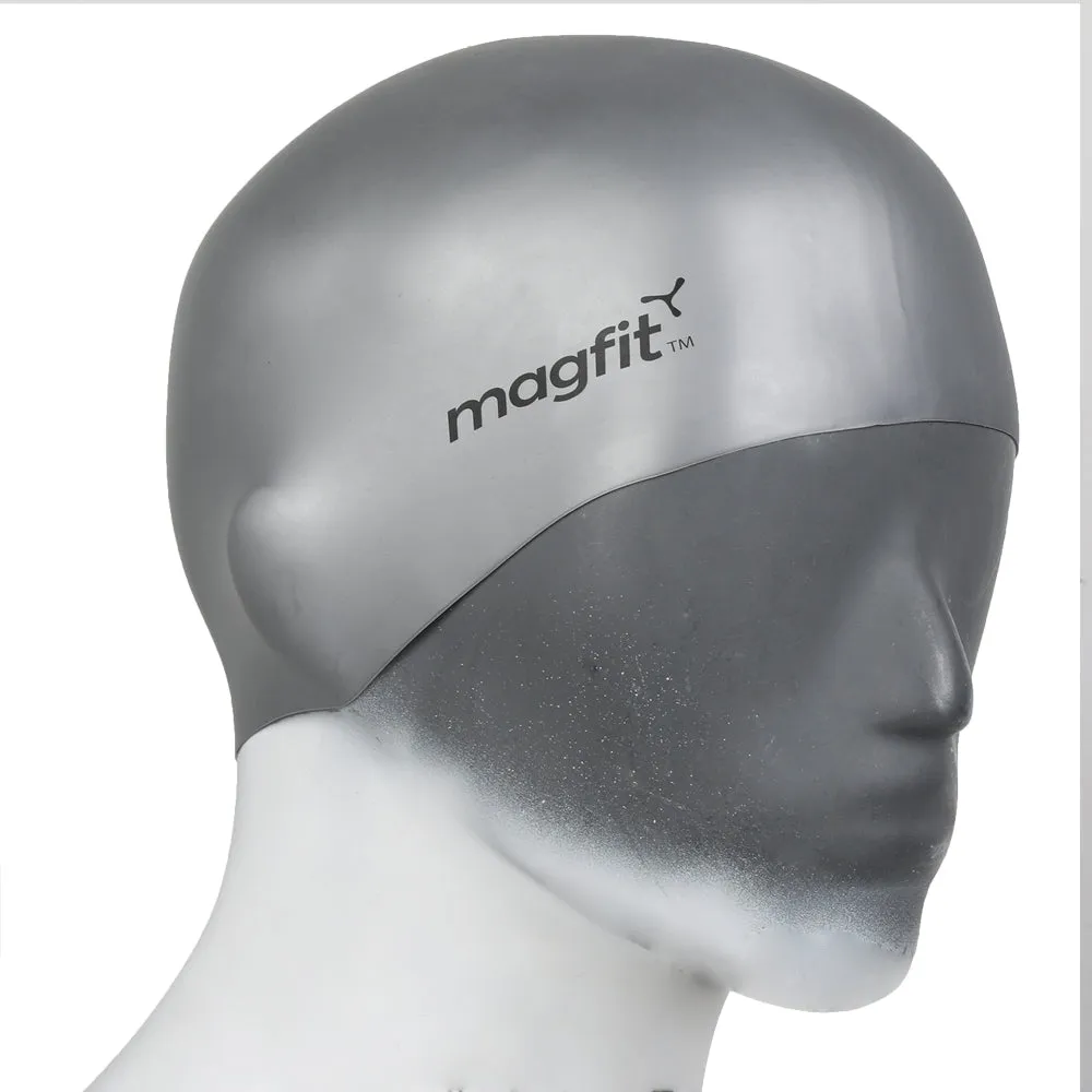 Magfit Unisex Long Hair Swimming Cap (Silver)