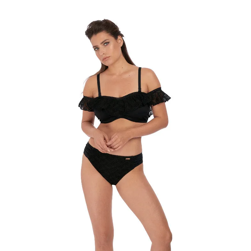 Marseille Black Bardot Bikini Top - Fantasie Swim