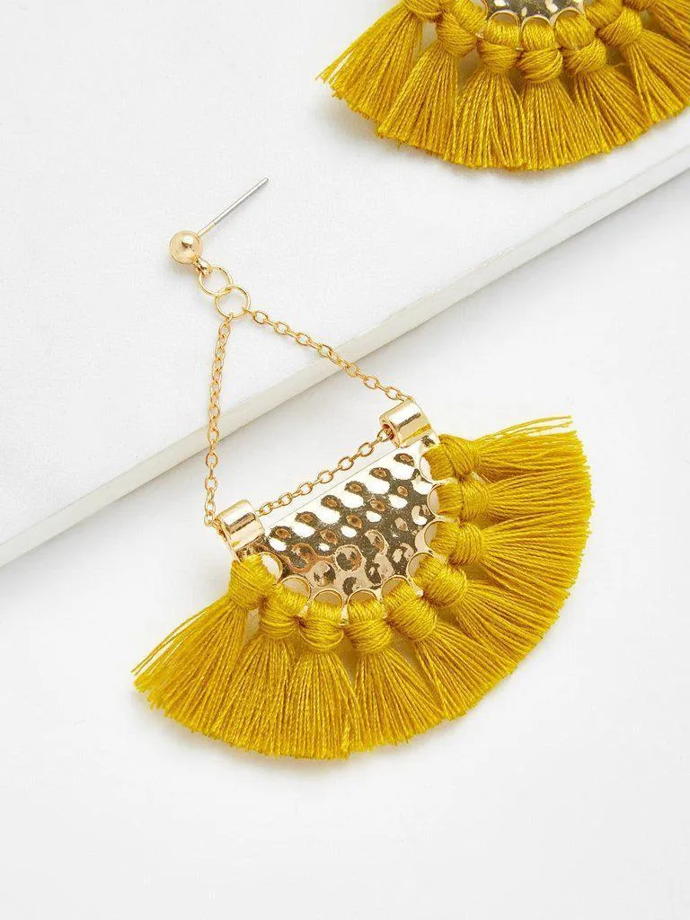 Mini Tassel Fan Shaped Earrings