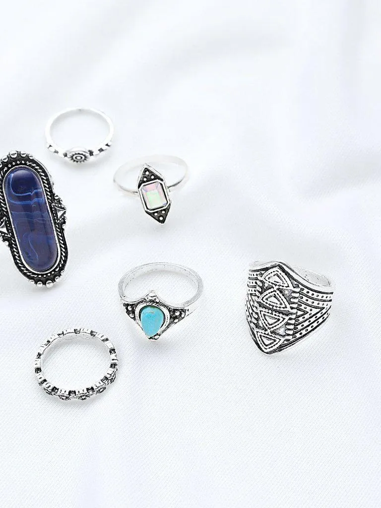 Multi Shaped Gemstone Etched Ring Pack