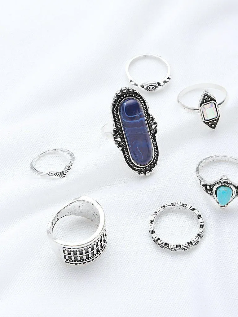 Multi Shaped Gemstone Etched Ring Pack