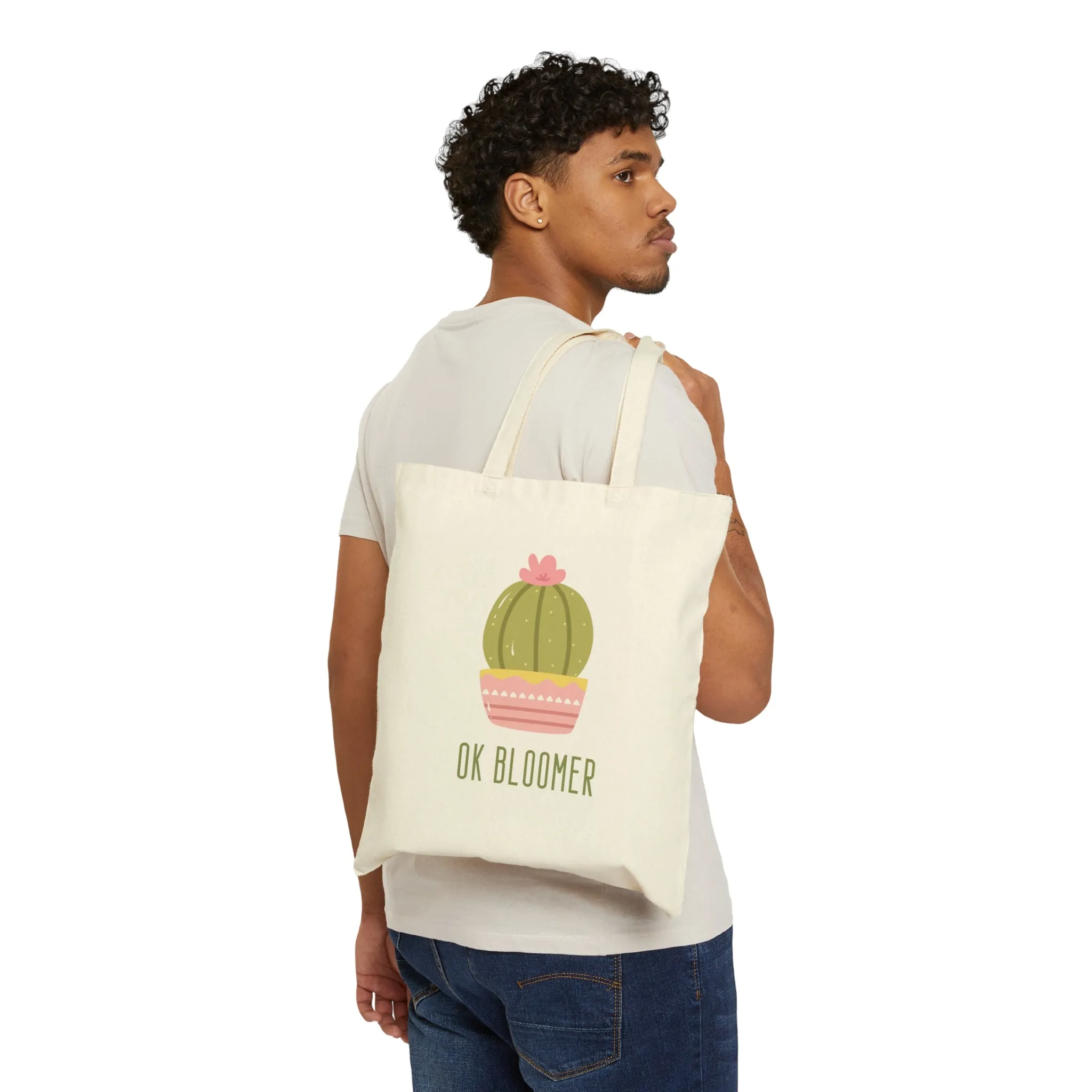 OK Bloomer | Cactus Themed Reusable Cotton Canvas Tote Bag