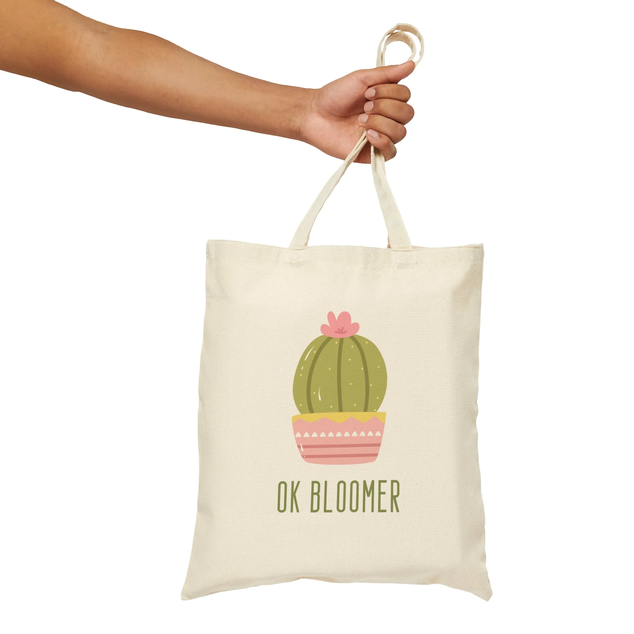 OK Bloomer | Cactus Themed Reusable Cotton Canvas Tote Bag