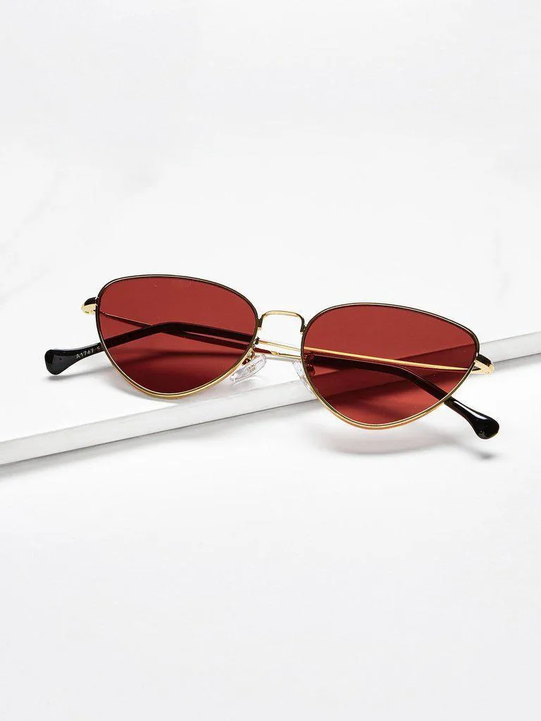 Oval Shaped Flat Lens Sunglasses