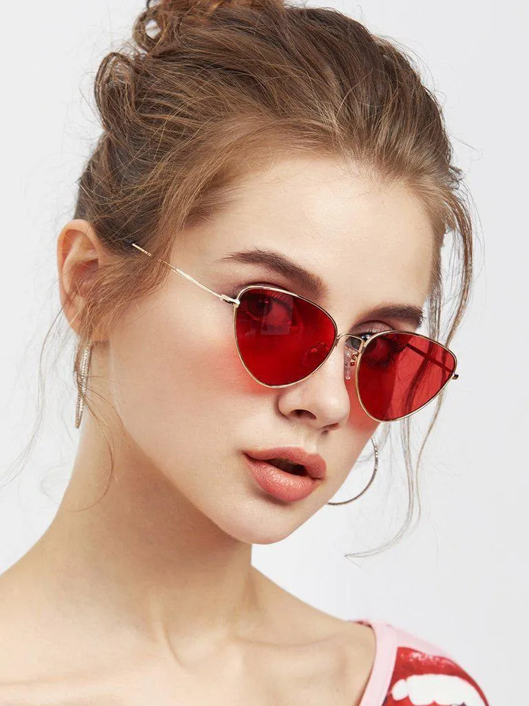 Oval Shaped Flat Lens Sunglasses