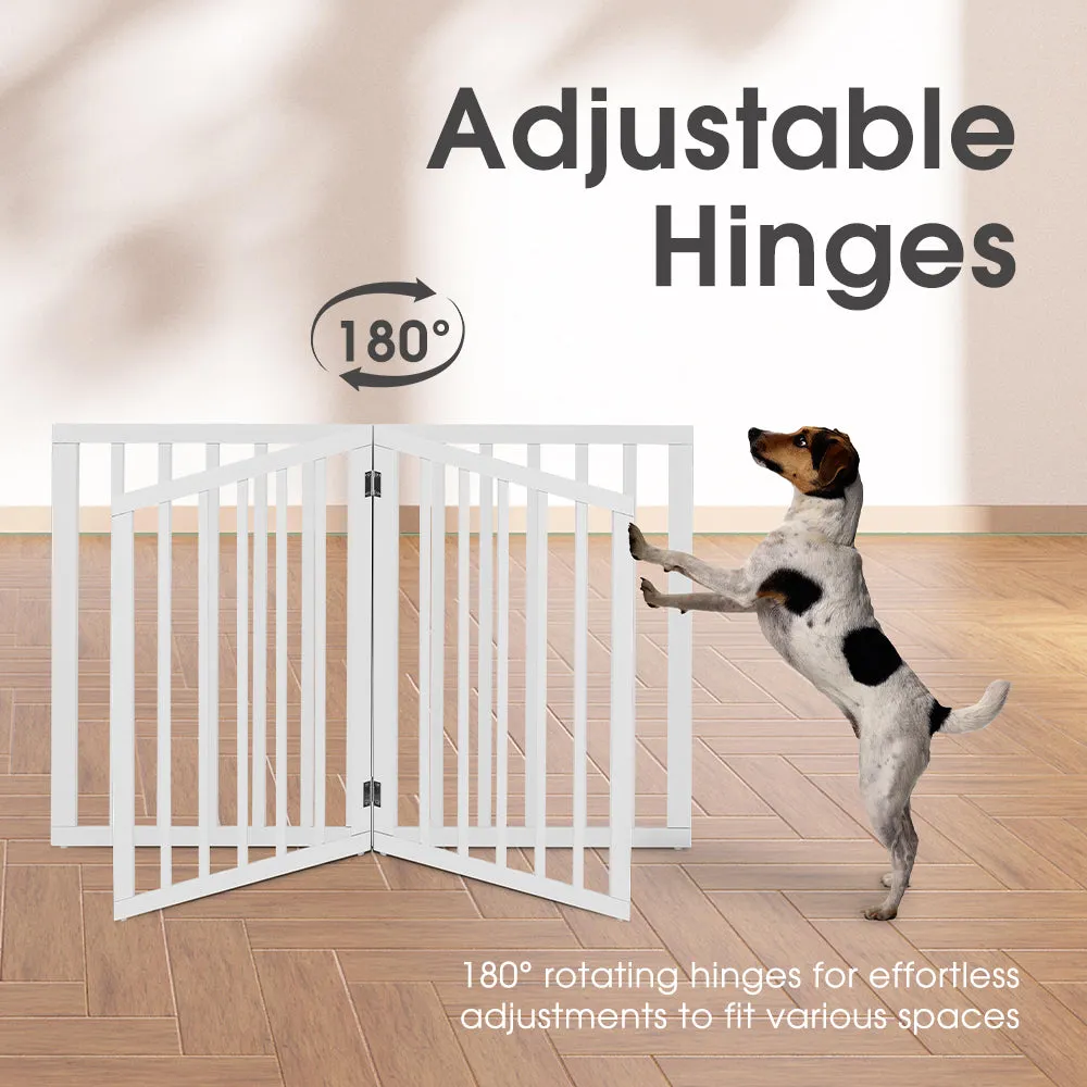 Petzly Wooden Pet Gate Dog Fence Safety Barrier Security Door 6 Panel 61cm White