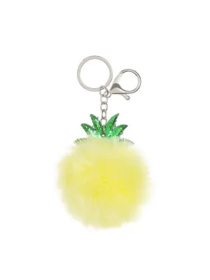 Pineapple Shaped Keychain With Pom Pom