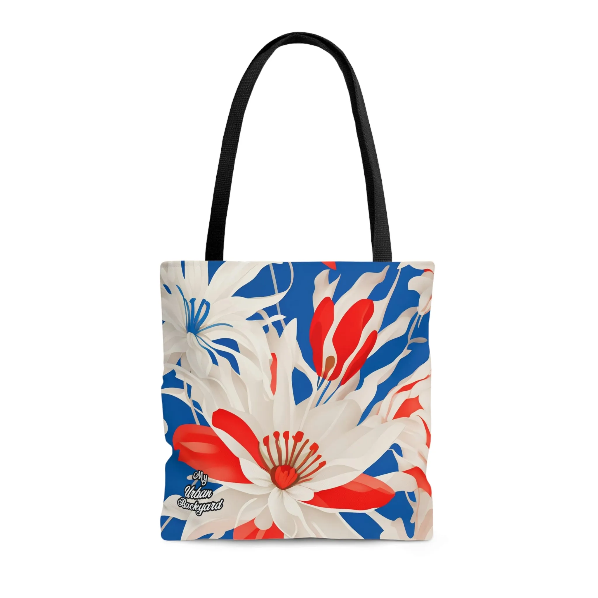 Red White & Blue Flowers, Tote Bag for Everyday Use - Durable and Functional