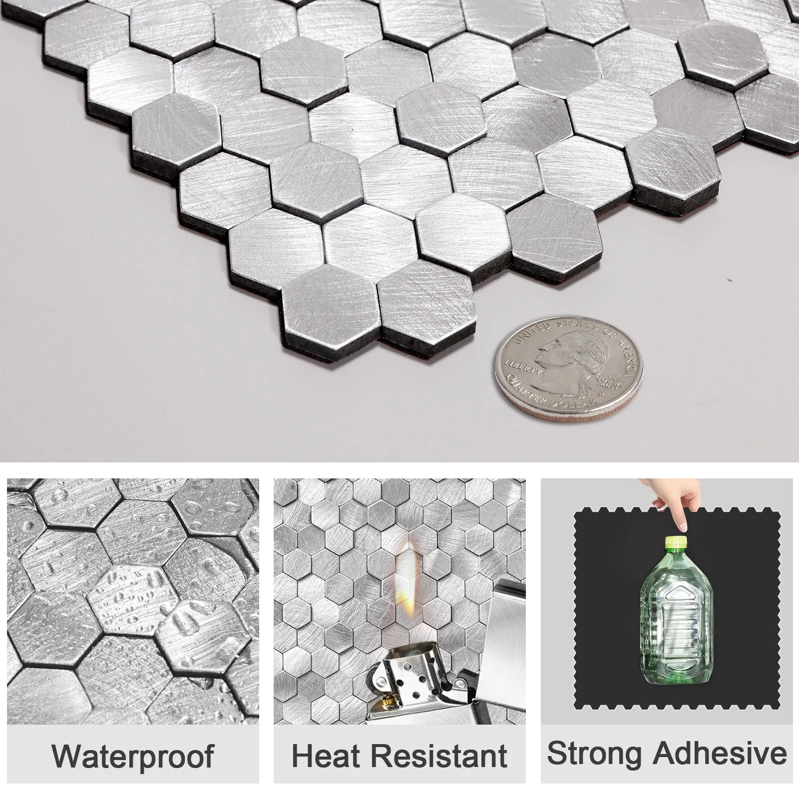 Self-Adhesive 3D Mosaic Hexagon Backsplash Tiles