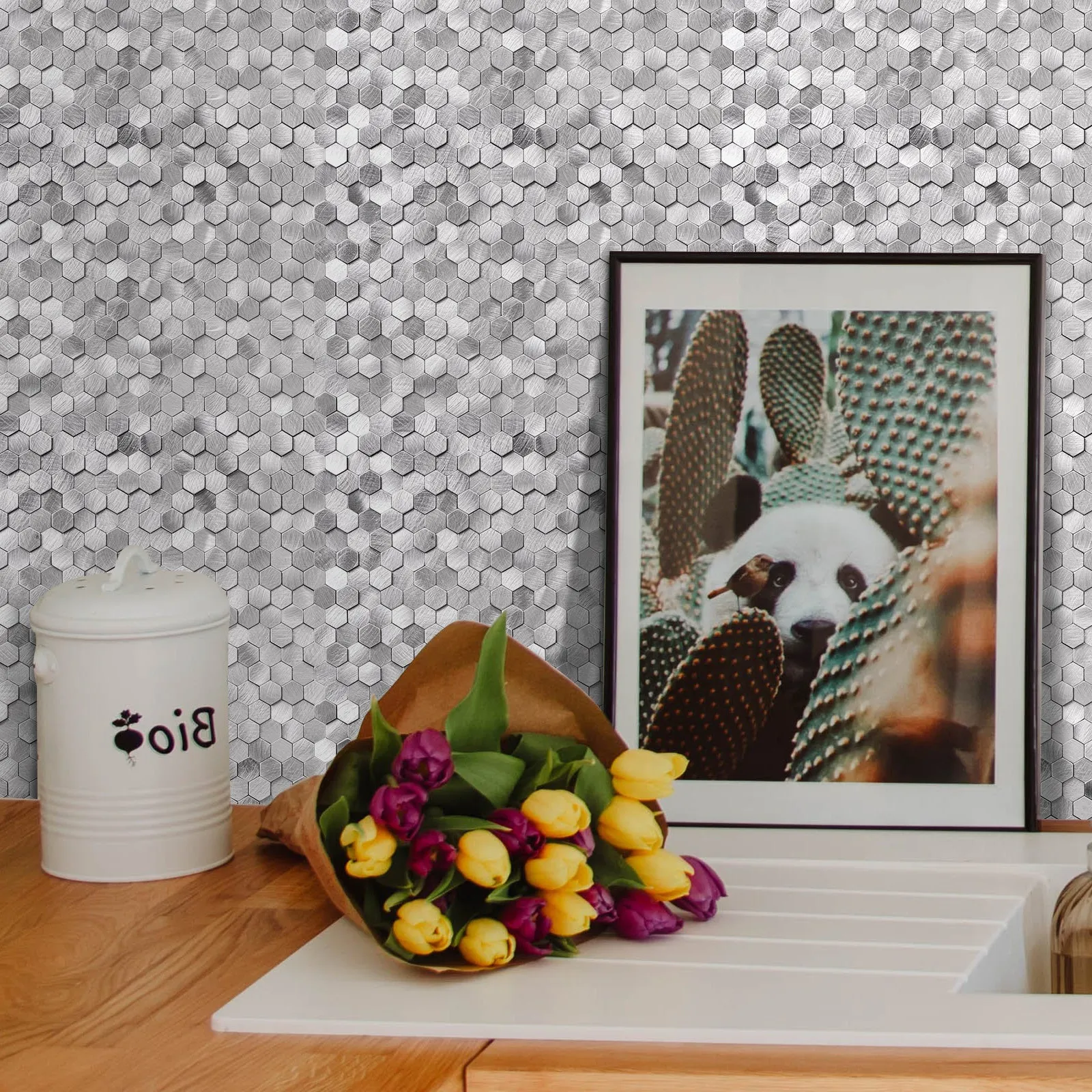 Self-Adhesive 3D Mosaic Hexagon Backsplash Tiles