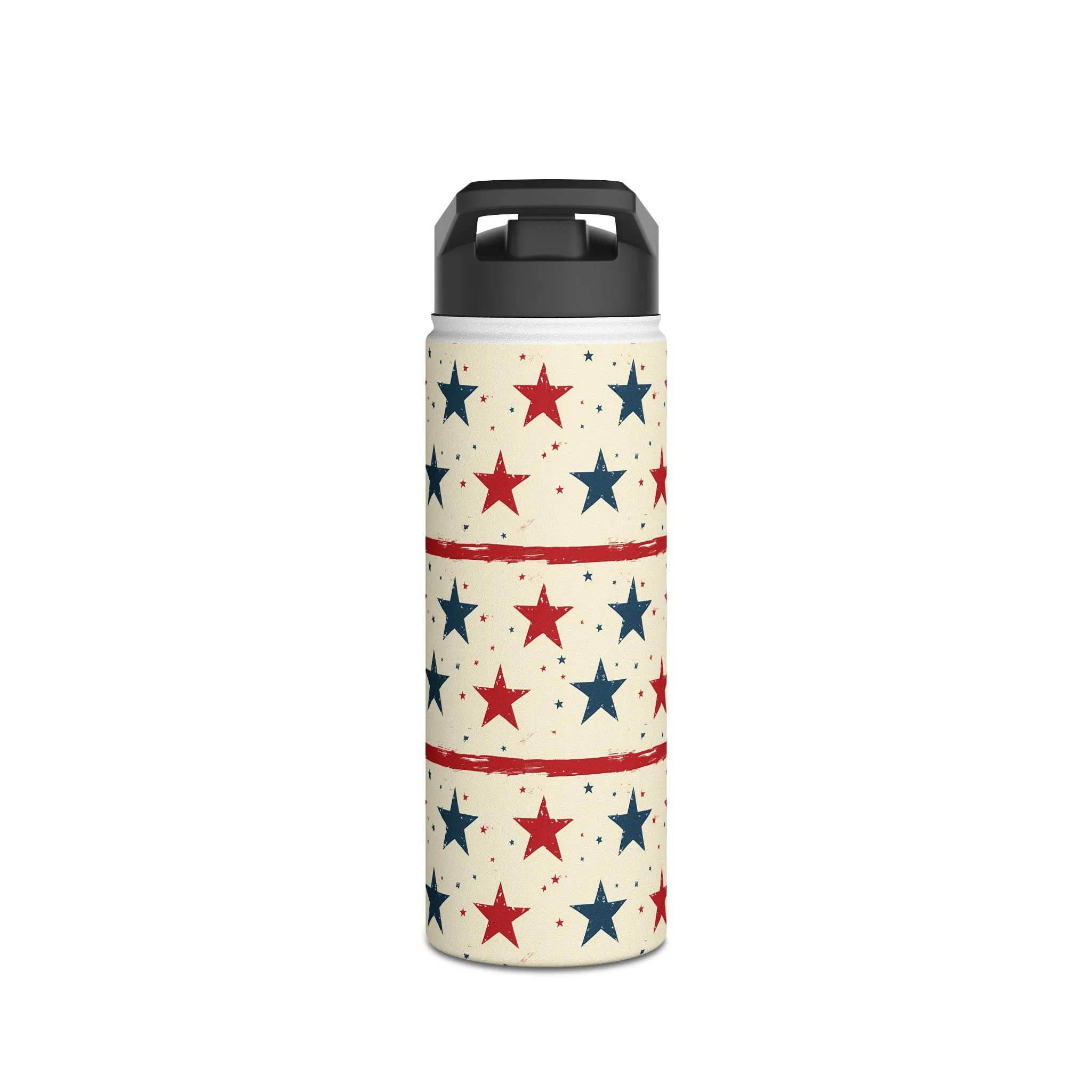 Stainless Steel Water Bottle Thermos, 18oz, Stars & Stripes - Double Wall Insulation Keeps Drinks Hot or Cold