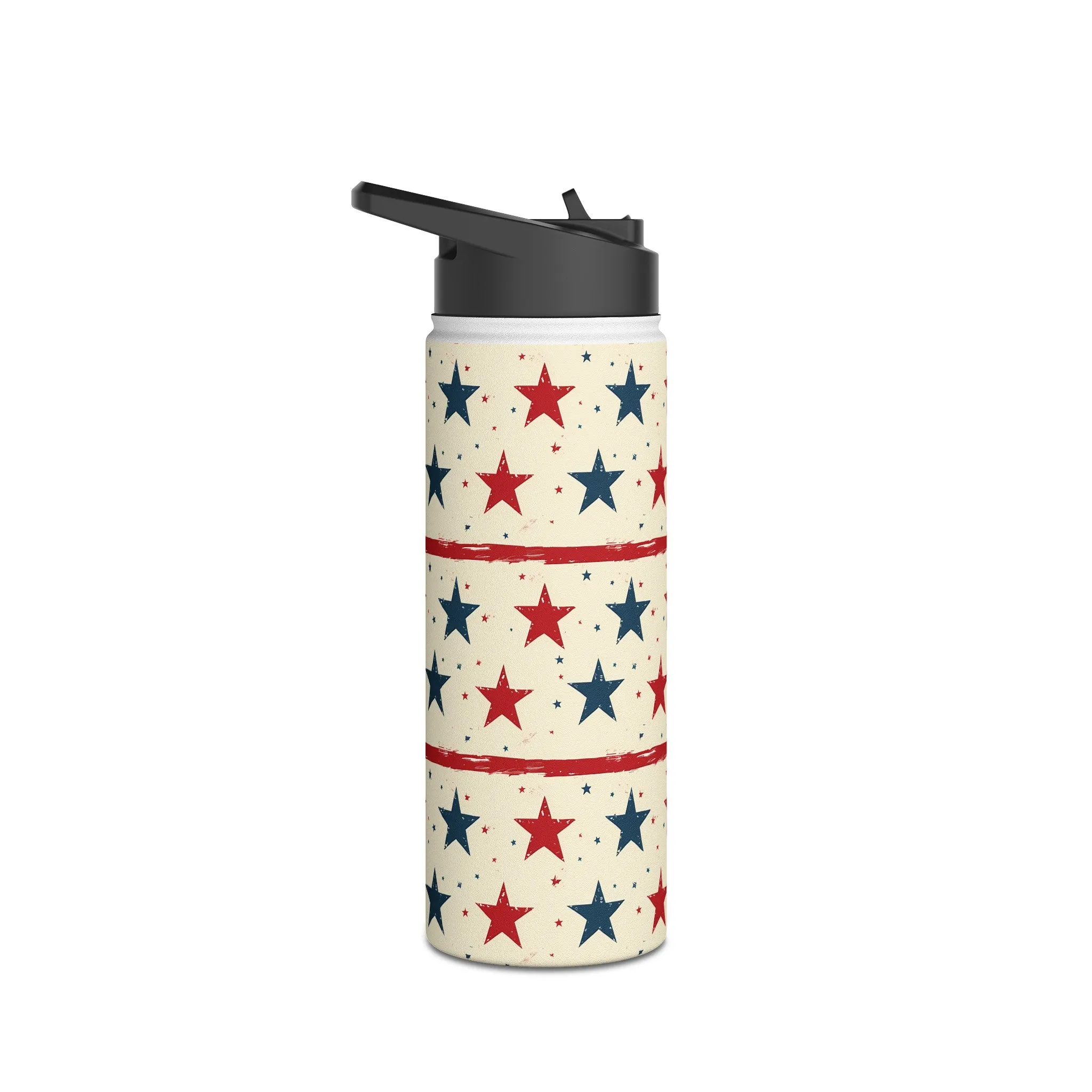 Stainless Steel Water Bottle Thermos, 18oz, Stars & Stripes - Double Wall Insulation Keeps Drinks Hot or Cold