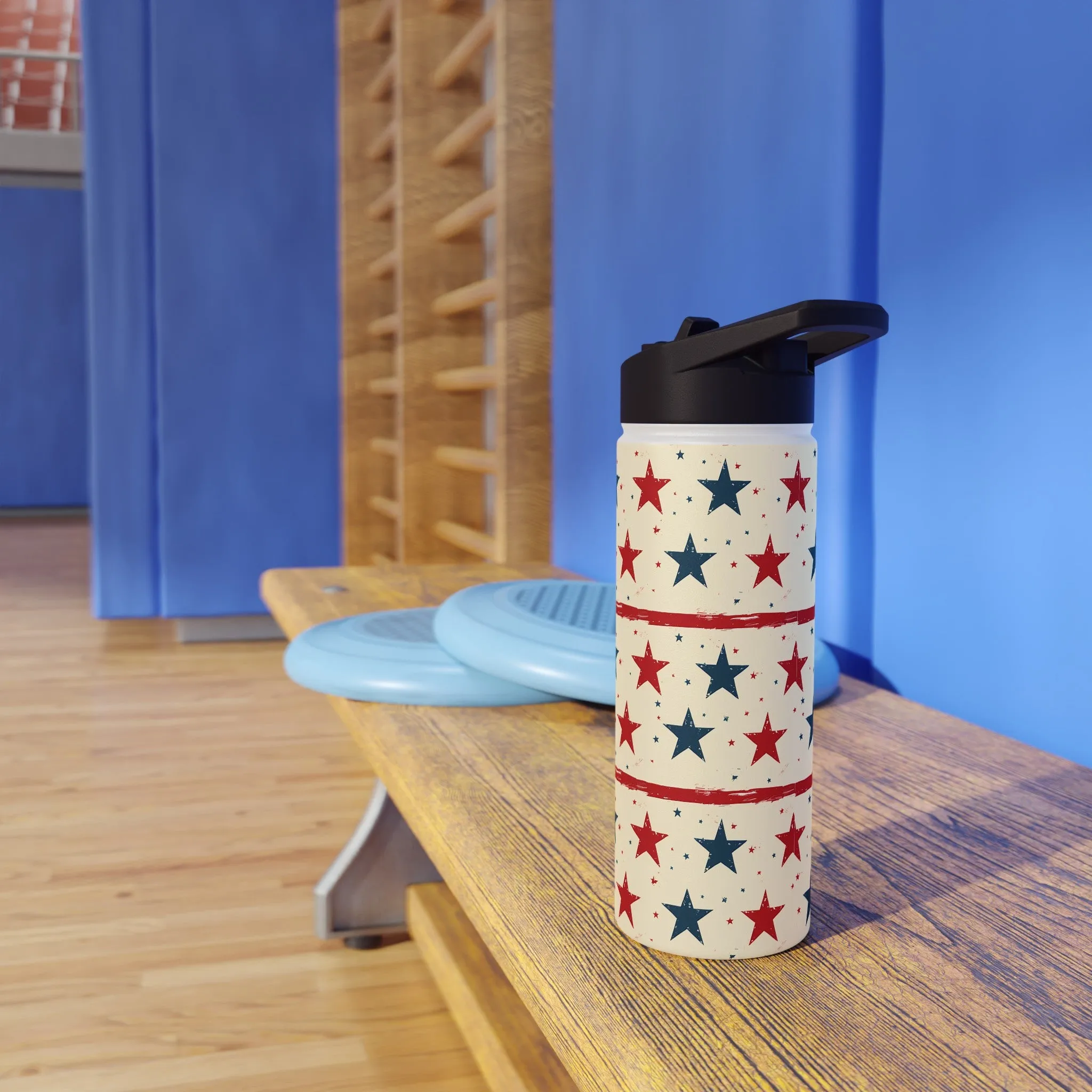 Stainless Steel Water Bottle Thermos, 18oz, Stars & Stripes - Double Wall Insulation Keeps Drinks Hot or Cold