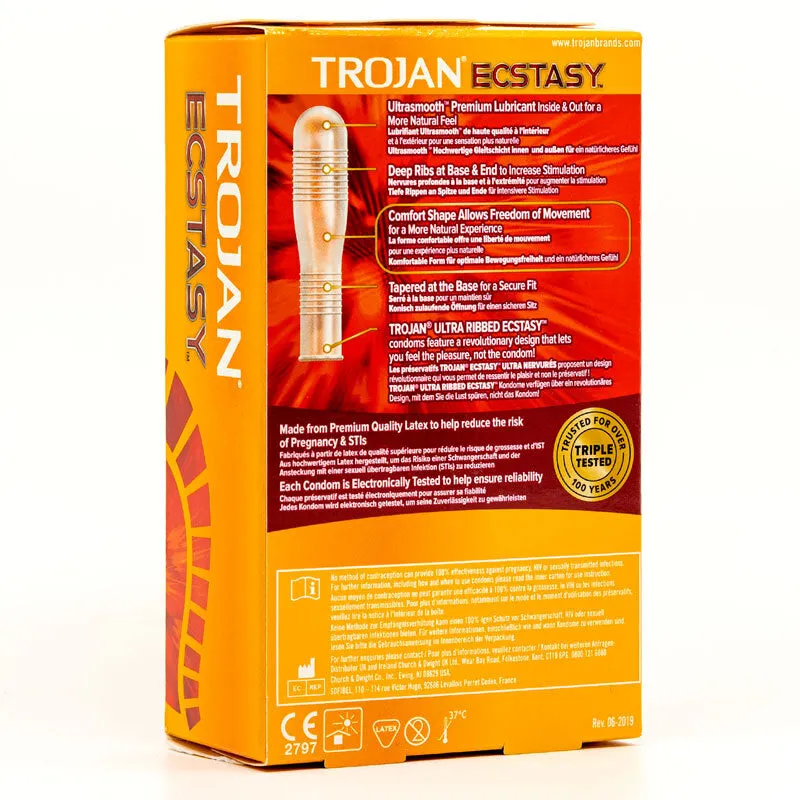 Trojan Ecstasy Ultra Ribbed Box 10