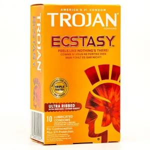 Trojan Ecstasy Ultra Ribbed Box 10