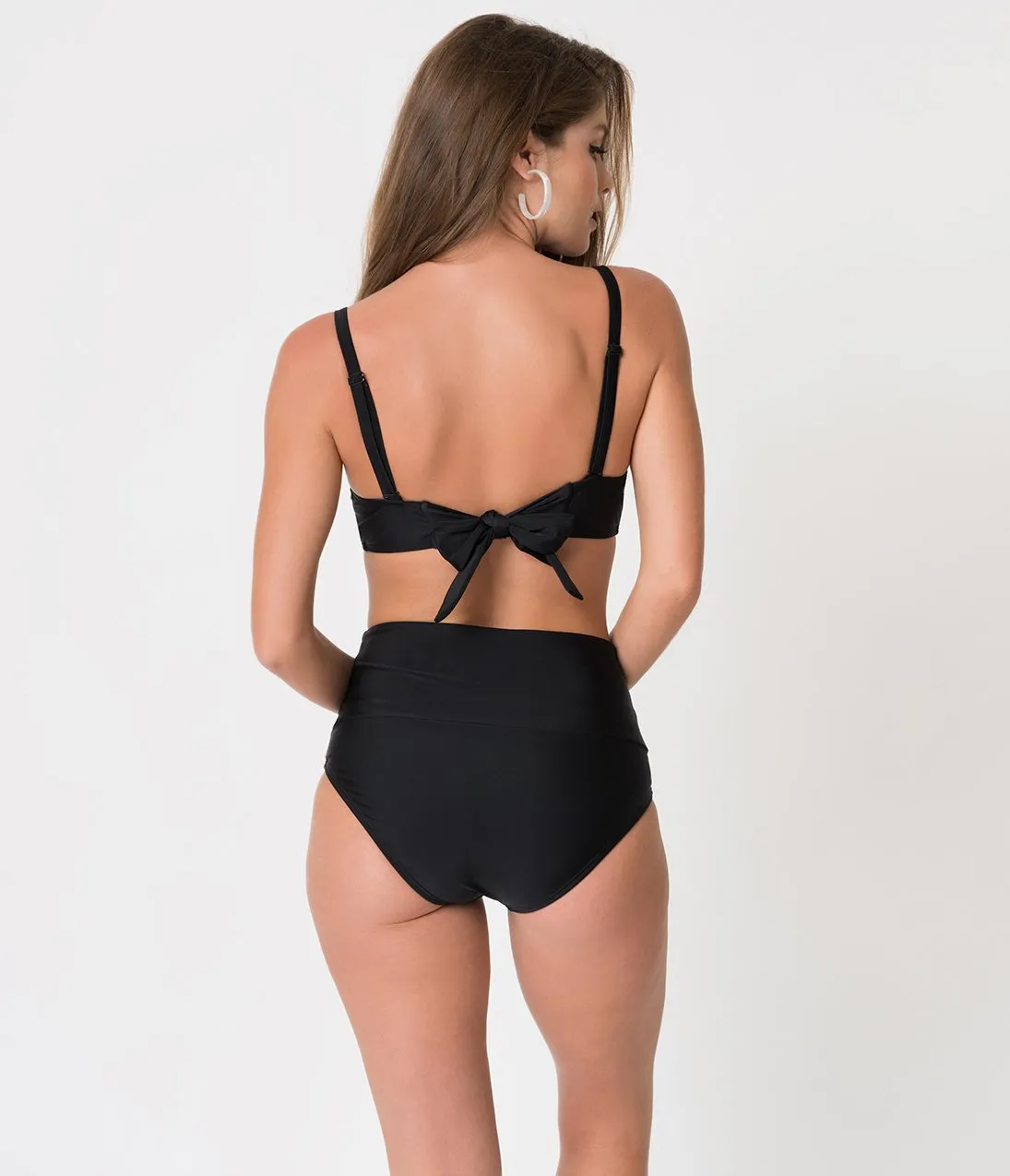 Unique Vintage Black Marianne Bandeau Swim Top