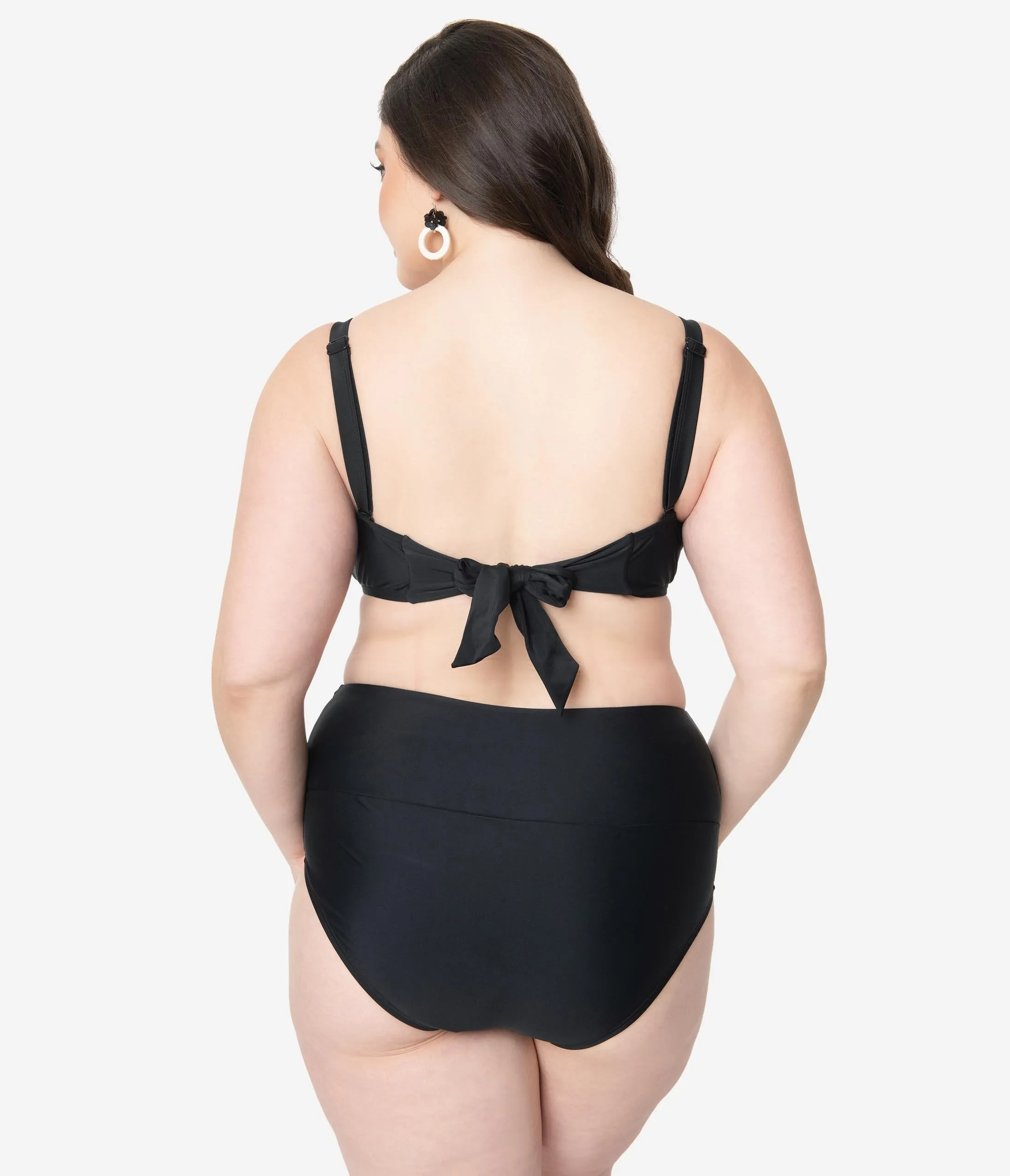 Unique Vintage Plus Size Black Marianne Bandeau Swim Top