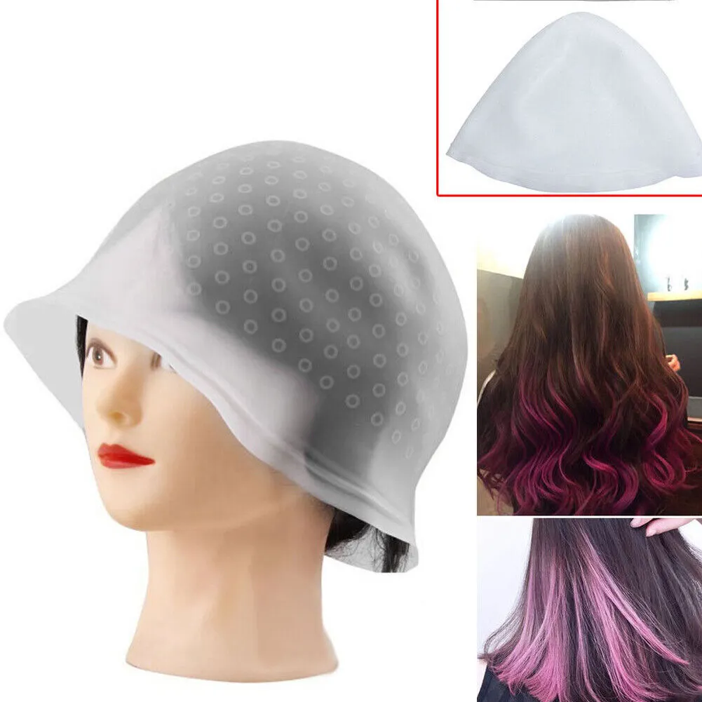 US 1-2 Pack Reusable Silicone Dye Hat Cap   Hook for Hair Coloring Highlighting