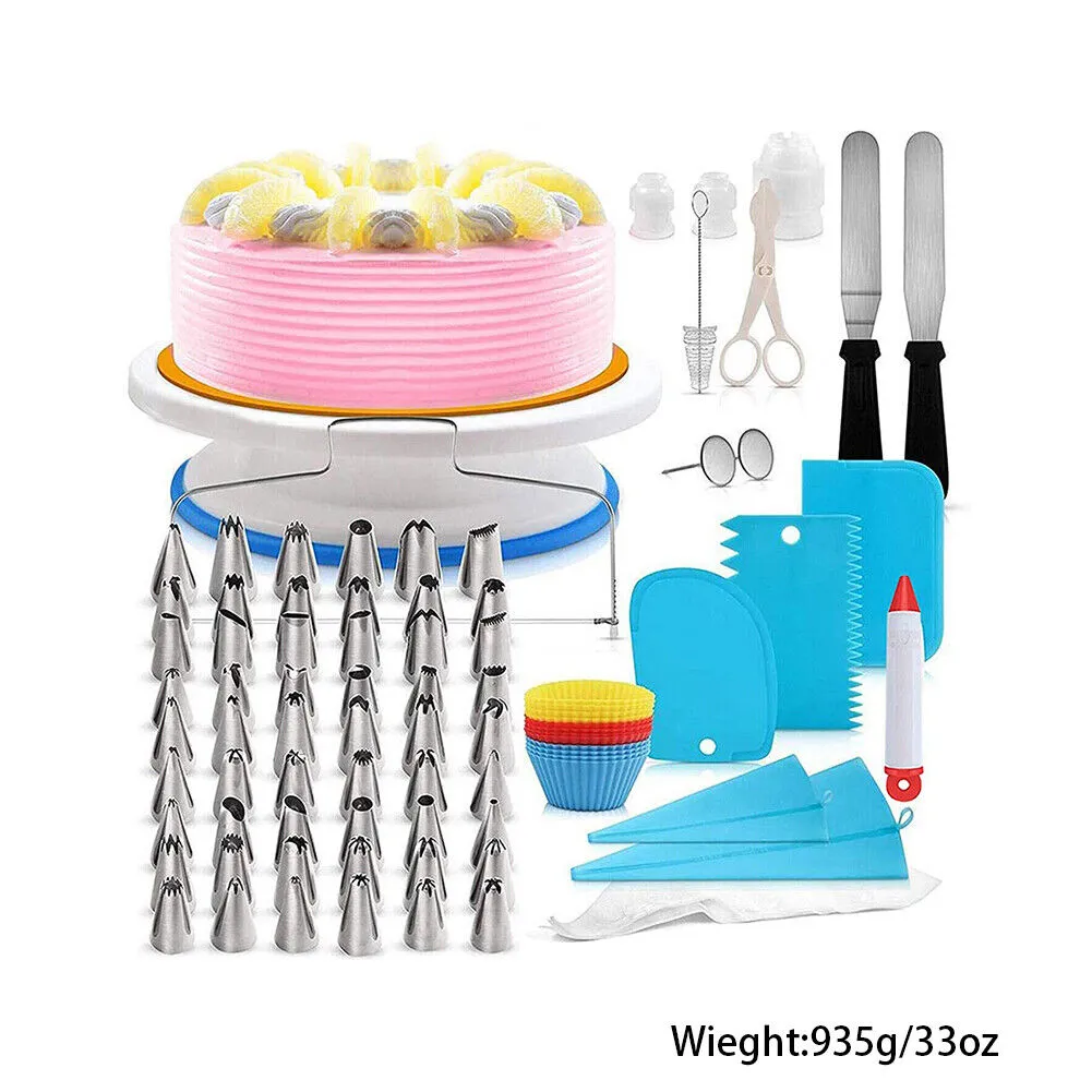 US 106pcs Set Cake Decorating Supplies Pieces Kit Baking Tools Turntable Stand