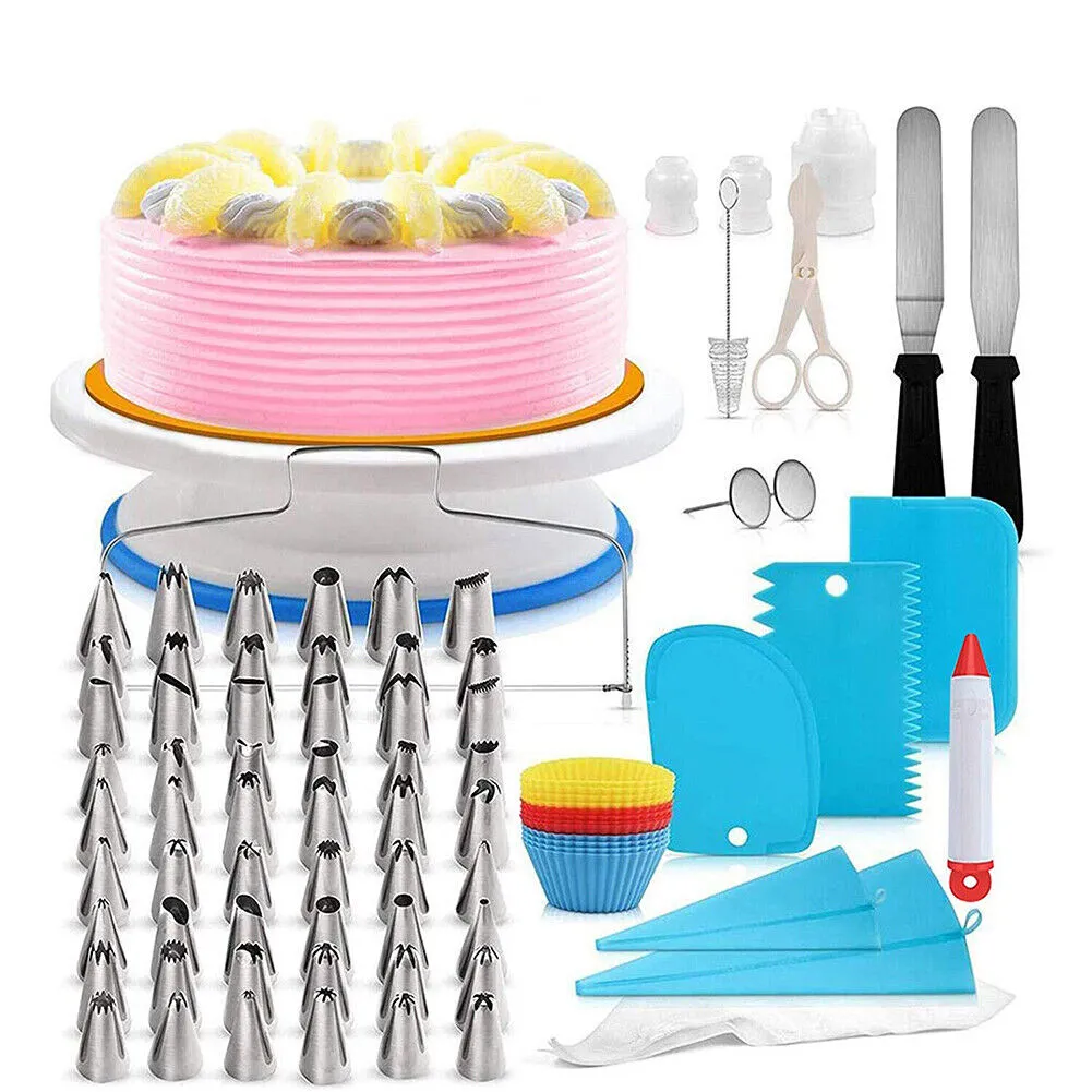 US 106pcs Set Cake Decorating Supplies Pieces Kit Baking Tools Turntable Stand