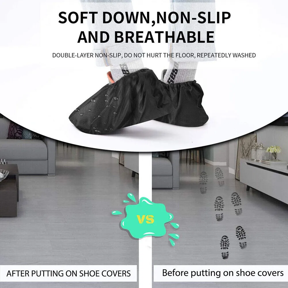 US 3-6 Pairs Washable Reusable Non-Slip Sole Overshoe Dust Waterproof Shoe Cover