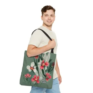 White and Red Wildflowers, Tote Bag for Everyday Use - Durable and Functional