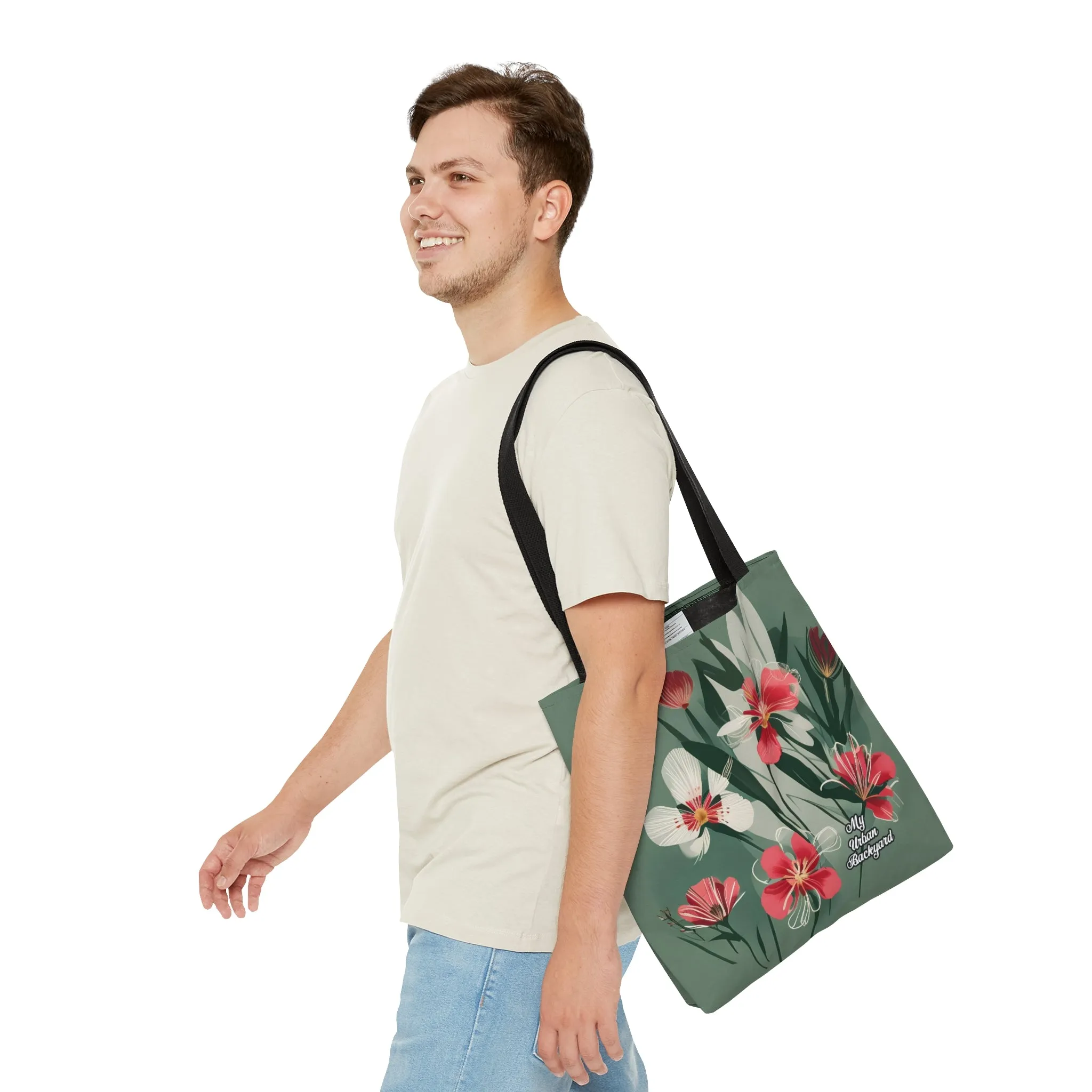 White and Red Wildflowers, Tote Bag for Everyday Use - Durable and Functional