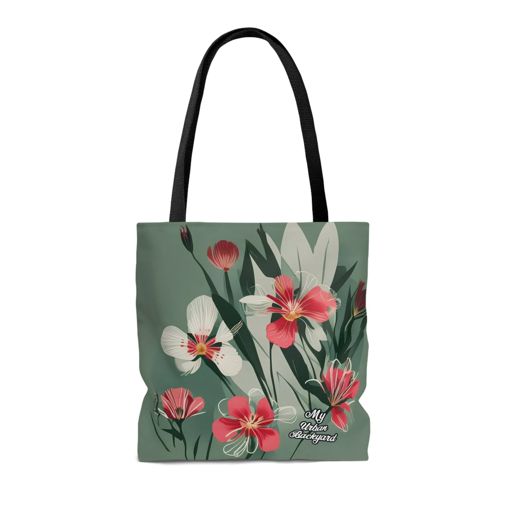 White and Red Wildflowers, Tote Bag for Everyday Use - Durable and Functional