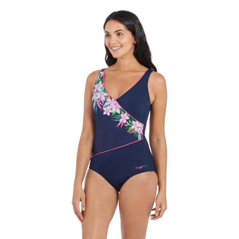 Zoggs Orchid Daze Wrap Front One Piece