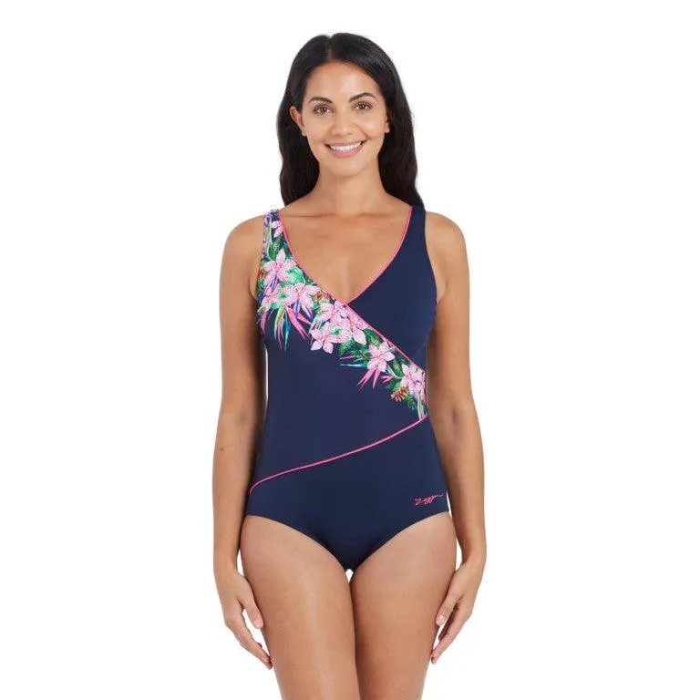 Zoggs Orchid Daze Wrap Front One Piece